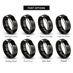 font options for inside engraving on black & silver crow rings