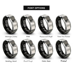 font options for inside engraving on black & gray crow rings