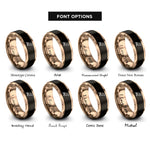 font options for inside engraving on black & rose gold crow rings