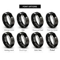 font options for inside engraving on black & gray crow skull rings
