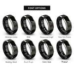 font options for inside engraving on black & silver crowbar rings