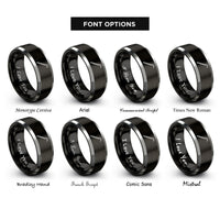 font options for inside engraving on black & silver crowbar rings