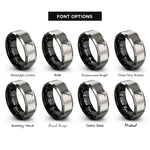 font options for inside engraving on black & silver crowbar rings
