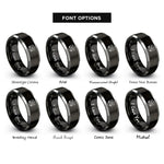 font options for inside engraving on black & grey crown barbell shield rings