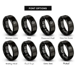 font options for inside engraving on black crown barbell shield rings