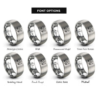 font options for inside engraving on silver crown barbell shield rings