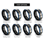 font options for inside engraving on black & blue & silver crown rings