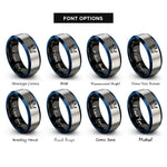 font options for inside engraving on black & blue & grey crown rings
