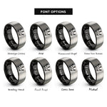 font options for inside engraving on black & silver crown rings