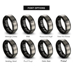 font options for inside engraving on black & silver crown rings