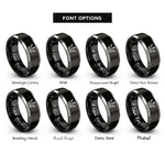 font options for inside engraving on black & gray crown rings