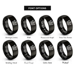 font options for inside engraving on black crown rings