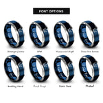 font options for inside engraving on blue & gray crown rings