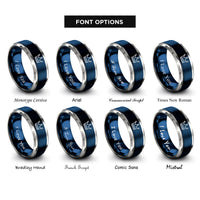 font options for inside engraving on blue & gray crown rings