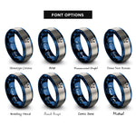 font options for inside engraving on blue & silver crown rings