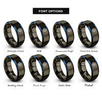 font options for inside engraving on gunmetal & blue crown chakra sahasrara rings
