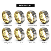 font options for inside engraving on gold & grey crown crown rings