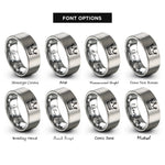 font options for inside engraving on gray crown rings