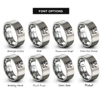 font options for inside engraving on gray crown rings