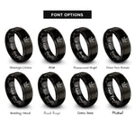 font options for inside engraving on black crown heart gem rings