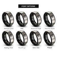font options for inside engraving on black & grey crown of glory rings