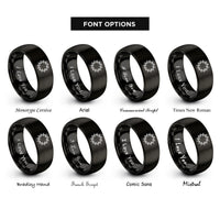font options for inside engraving on black crown of thorns rings
