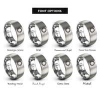 font options for inside engraving on grey crown of thorns rings