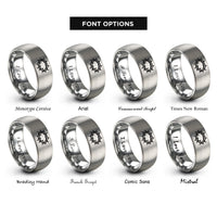 font options for inside engraving on grey crown of thorns rings