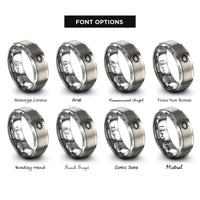 font options for inside engraving on grey crown of thorns rings