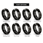 font options for inside engraving on black & silver crown rays rings
