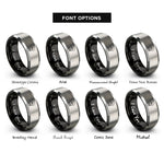 font options for inside engraving on black & gray crown rays rings
