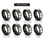 font options for inside engraving on black & gray crown rays rings