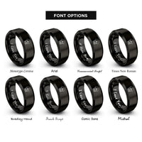 font options for inside engraving on black crown rays rings