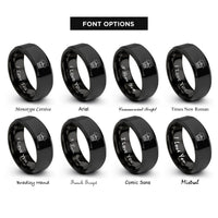 font options for inside engraving on black crown rays rings