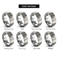 font options for inside engraving on grey crown rays rings