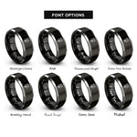 font options for inside engraving on black & grey crowned crest rings
