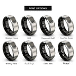 font options for inside engraving on black & grey crowned crest rings
