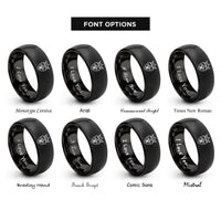 font options for inside engraving on black crowned crest rings