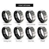 font options for inside engraving on black & grey crowned dragon rings