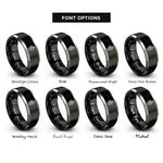 font options for inside engraving on black & silver crowned dragon rings