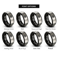 font options for inside engraving on black & silver crowned dragon rings