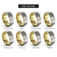 font options for inside engraving on gold & grey crowned heart rings