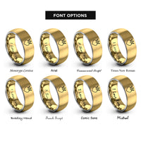 font options for inside engraving on gold & grey crowned heart rings
