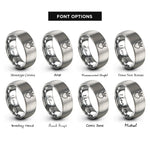 font options for inside engraving on grey crowned heart rings