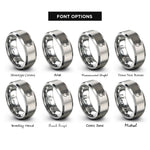 font options for inside engraving on gray crowned heart rings