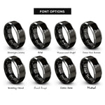font options for inside engraving on black & grey crowned scissors rings