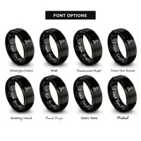 font options for inside engraving on black crowned scissors rings