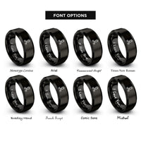 font options for inside engraving on black crowned scissors rings