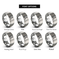 font options for inside engraving on grey crowned scissors rings