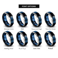 font options for inside engraving on blue & grey crucible tongs rings
